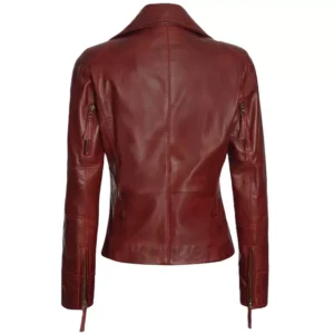 Womens Brown Biker Jacket Back