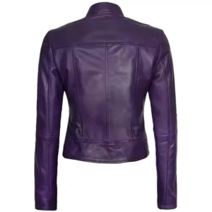 Womens Purple Biker Jacket Back