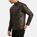 Brown Leather Biker Jacket Mens