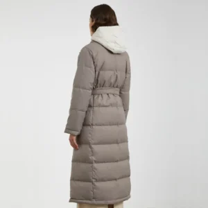 Beige Puffer Coat Back