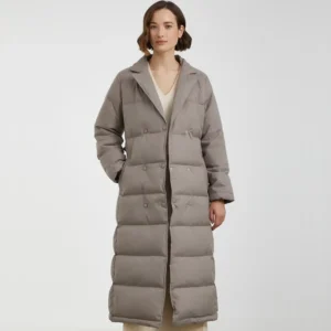 Beige Puffer Coat Front