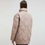 Beige Puffer Coat Womens Back