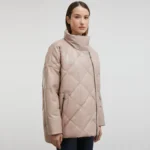 Beige Puffer Coat Womens Left