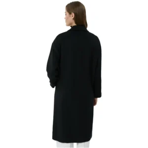 Black Double Breasted Coat For Ladies Back