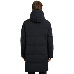 Black Puffer Coat With Hood For Mens Back