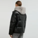 Black Puffer Jacket With Hood Back