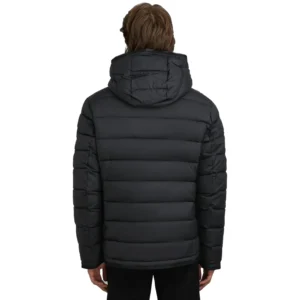 Black Puffer Jacket With Hood For Mens Back