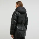 Black Puffer Jacket Women Left