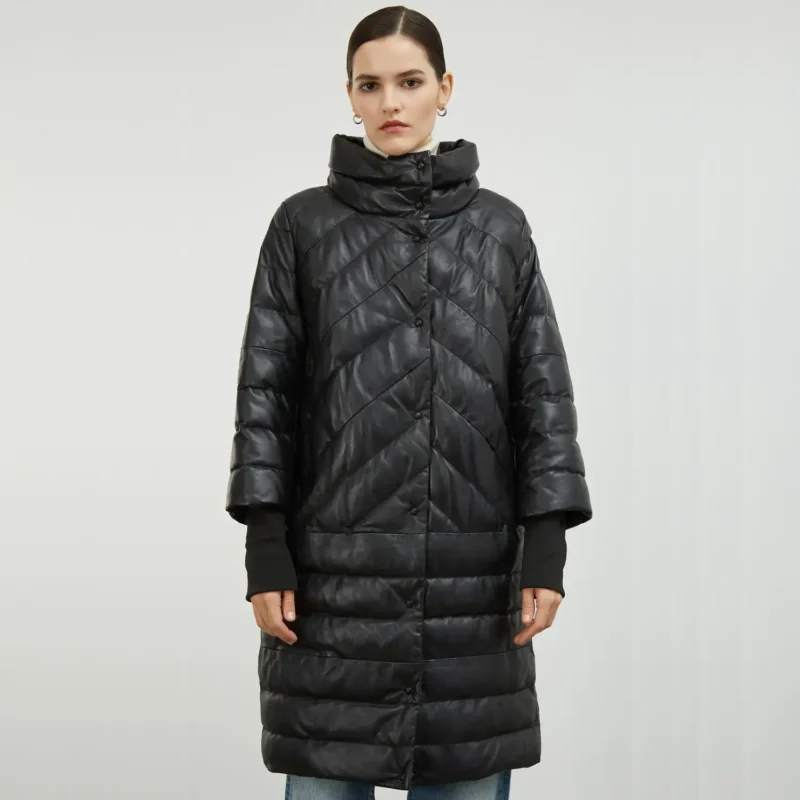 Black Quilted Coat Front