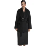 Black Wool Trench Coat For Women Front