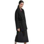 Black Wool Trench Coat For Women Left