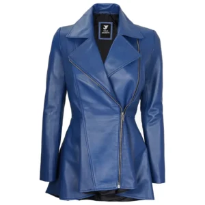 Blue Peplum Jacket Front