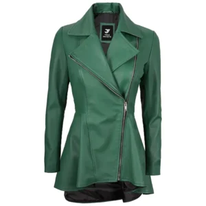 Green Peplum Jacket Front