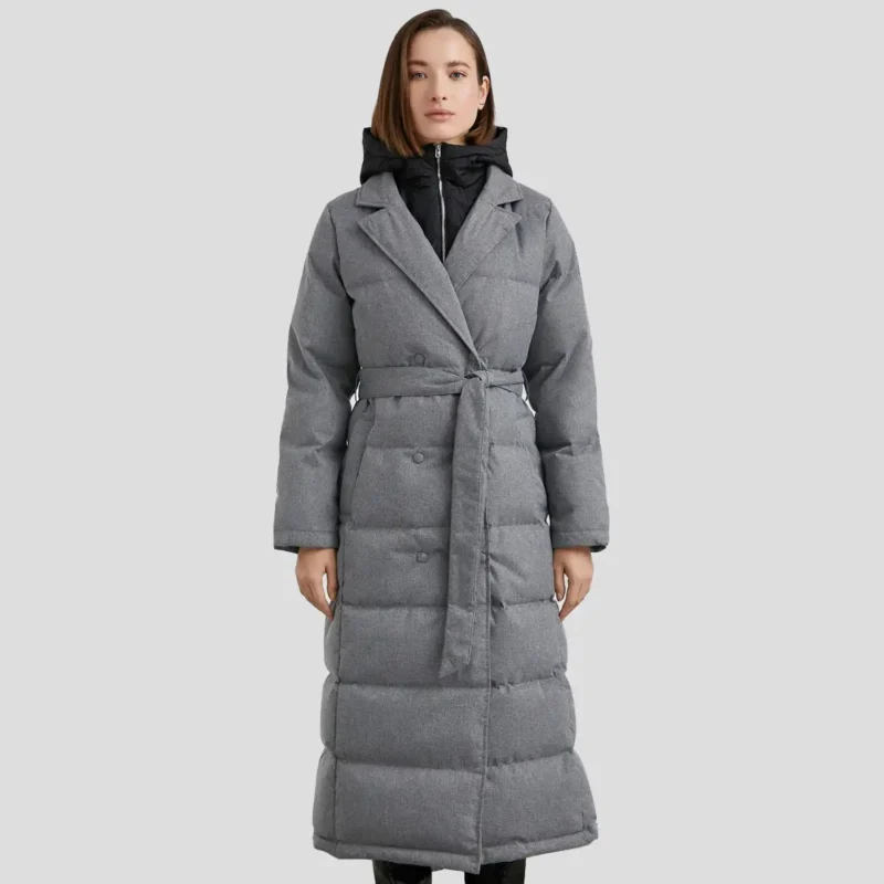 Grey Puffer Coat Front