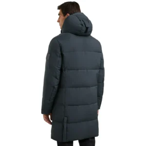 Grey Puffer Coat With Fur Hood For Mens Back