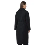 Long Black Wool Coat For Womens Back