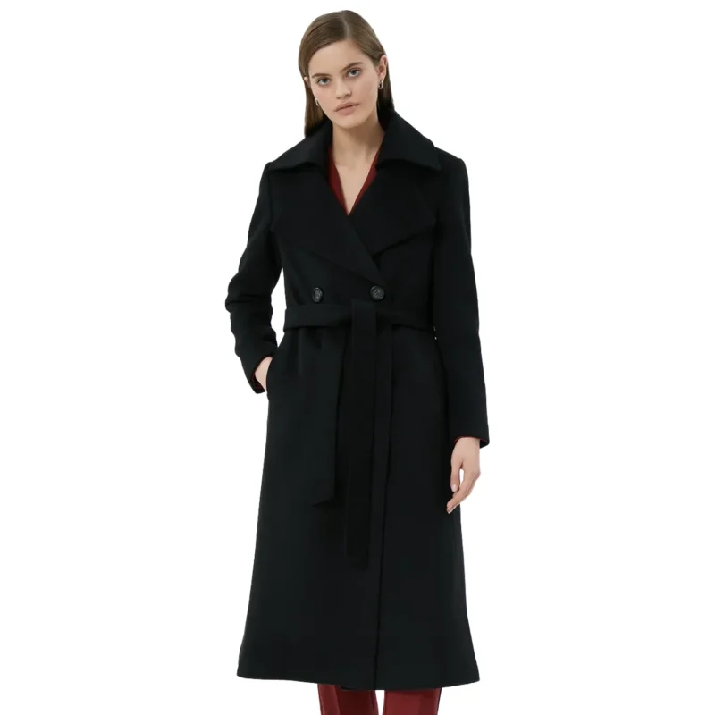 Long Double Breasted Wool Coat For Ladies Front