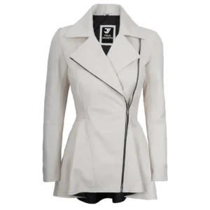 White Peplum Jacket Front