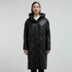 black puffer coat women front