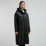 black puffer coat women right