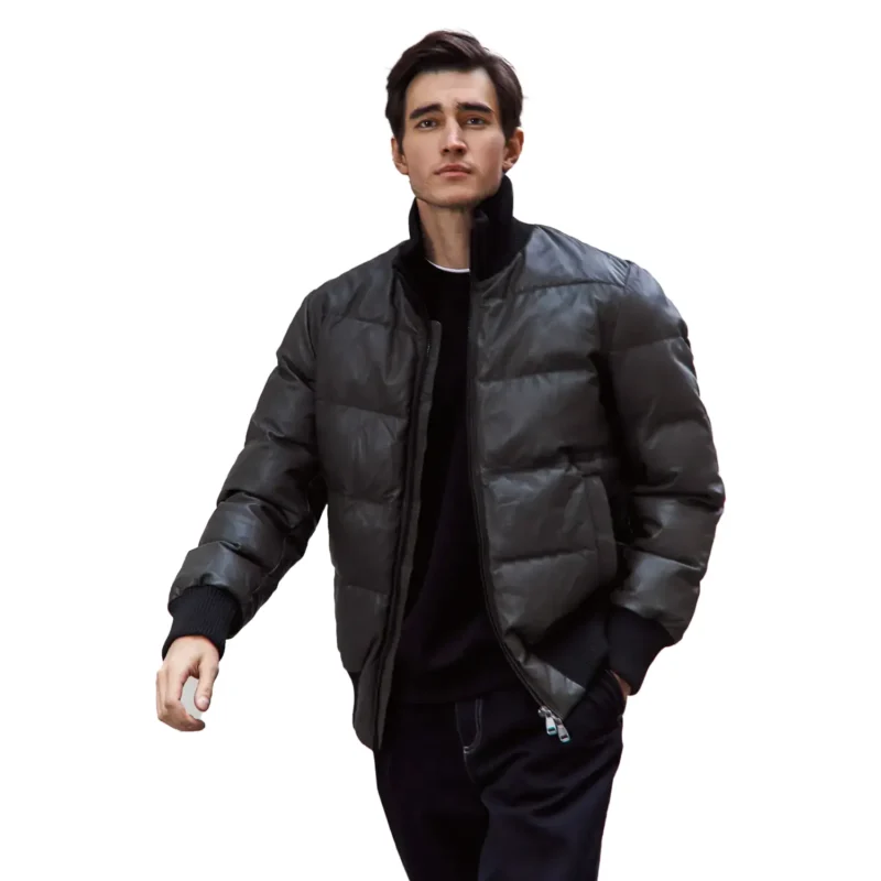 black puffer jacket mens front