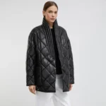 black puffer jacket women front