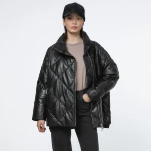 black puffer jackets for women front open