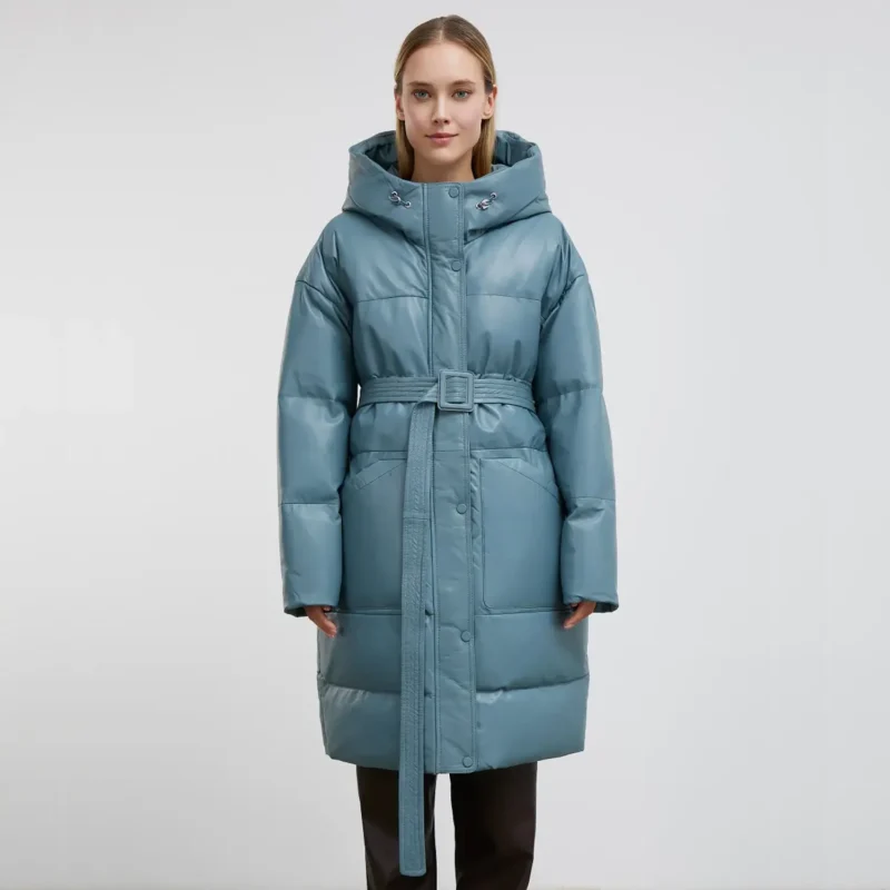 blue puffer jacket ladies front