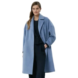 blue wool coat womens front open