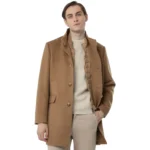 camel wool coat mens front open