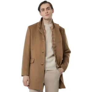 camel wool coat mens front open