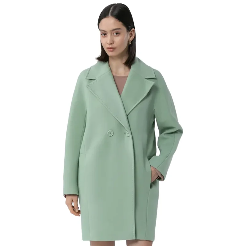 green wool coat ladies front