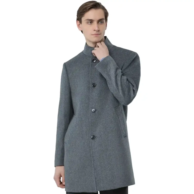 light grey wool coat mens front