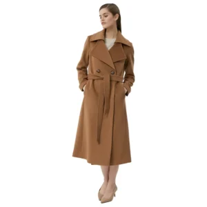 long tan wool coat womens front