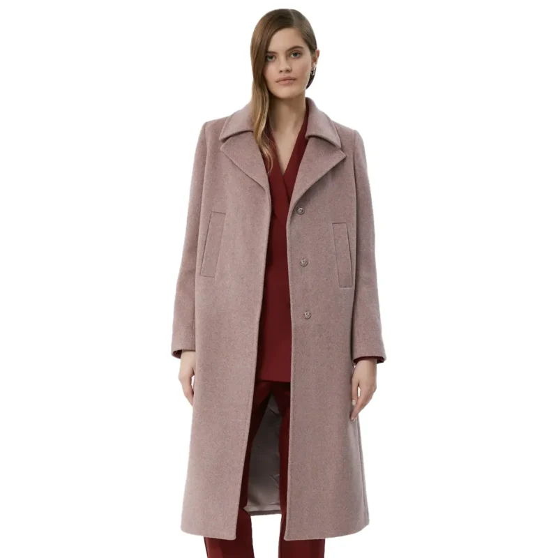 pale pink wool coat front open