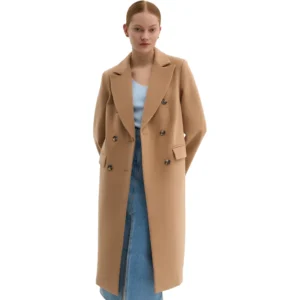 tan wool coat womens front open