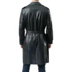 Black Double Breasted Trench Coat Mens Back