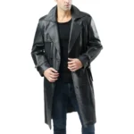 Black Double Breasted Trench Coat Mens Front Open