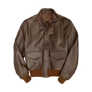 Brown Leather Aviator Jacket Mens Front