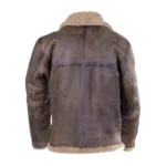 Brown Leather Shearling Jacket Mens Back