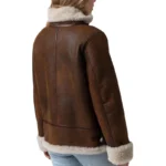 Brown Shearling Leather Jacket Womens Back