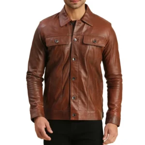 Brown Trucker Jacket Mens Front