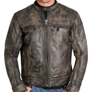 Brown Vintage Leather Jacket Front