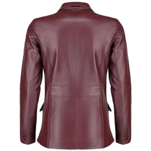 Burgundy Leather Blazer Womens Back