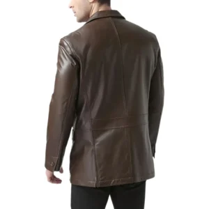 Dark Brown Leather Blazer Back