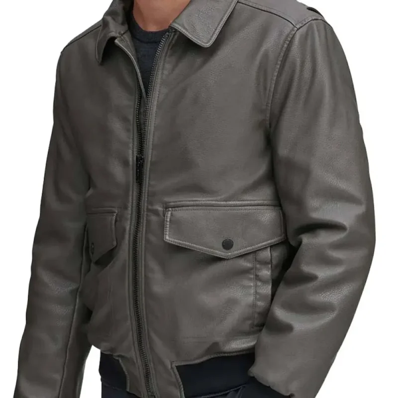 Grey Bomber Jacket Mens RIght