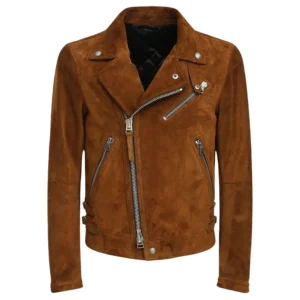 brown suede biker jacket mens fronts