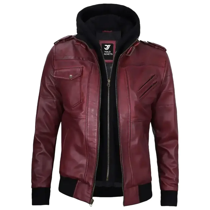 maroon bomber jacket mens Front