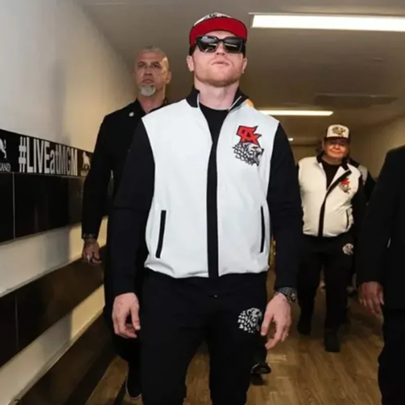 Canelo Alvarez White Varsrity Jacket