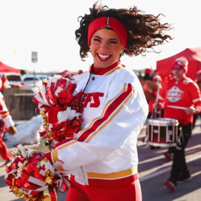 KC Chiefs Cheerleader White Varsity Jacket (1)